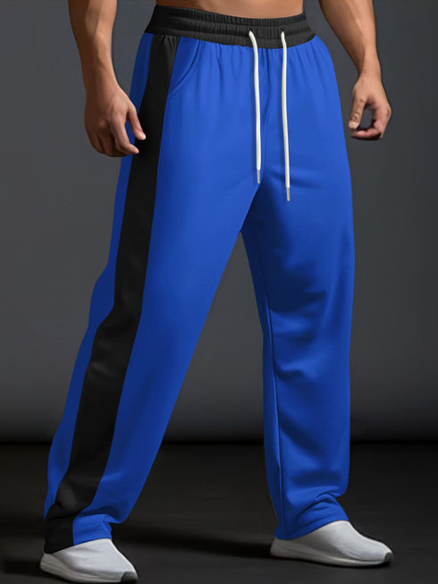 Men's Full Size Drawstring Contrast Wide Leg Pants Plus Size - Odaingerous